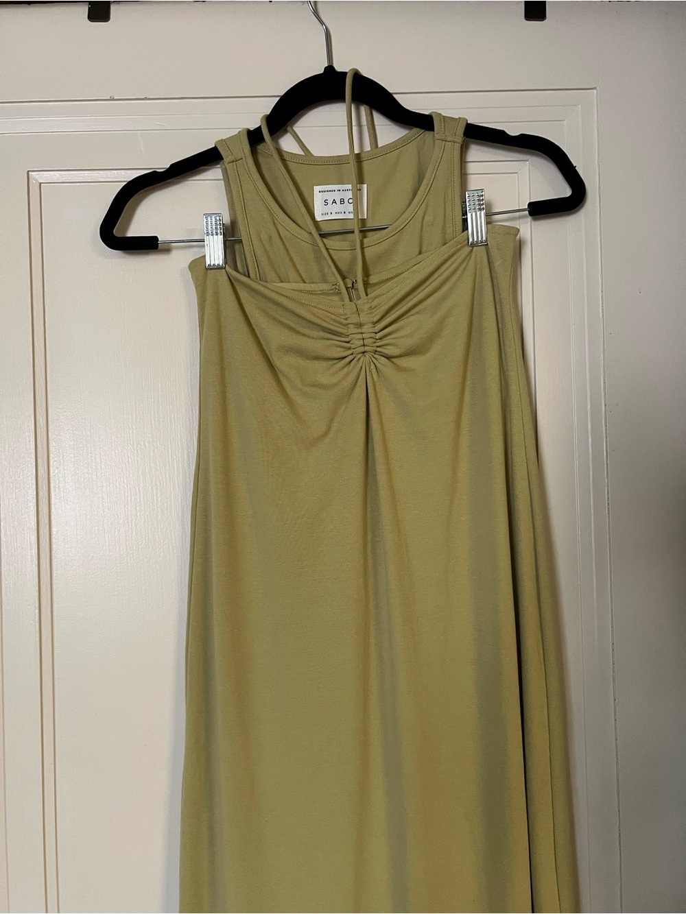 Sabo Skirt Sage Green Ruched Drawstring Crop Top & Maxi Skirt Set - Picture 3 of 6